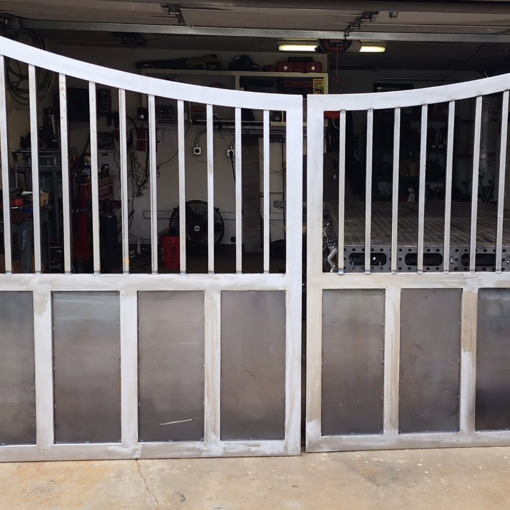 White powder coated driveway gates