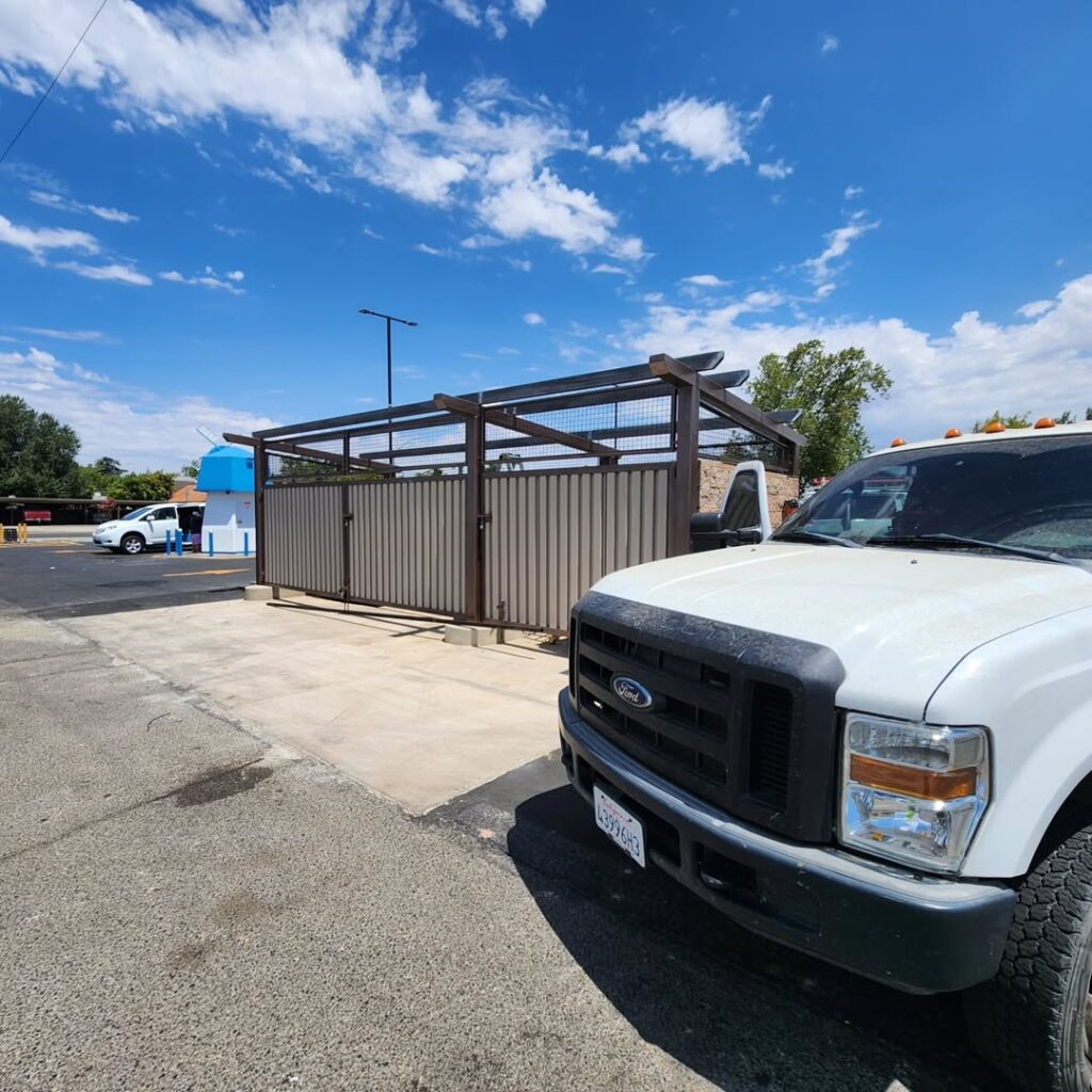 Fence panels loaded on the truck ready for delivery