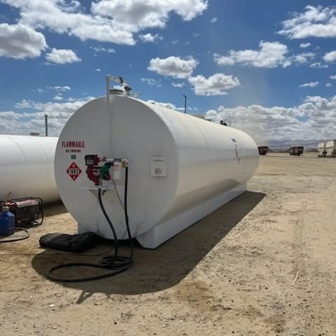 Large fabricated fuel storage tank on site