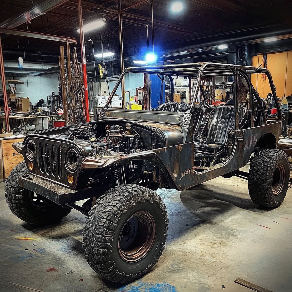 UTV roll cage being fabricated in the shop